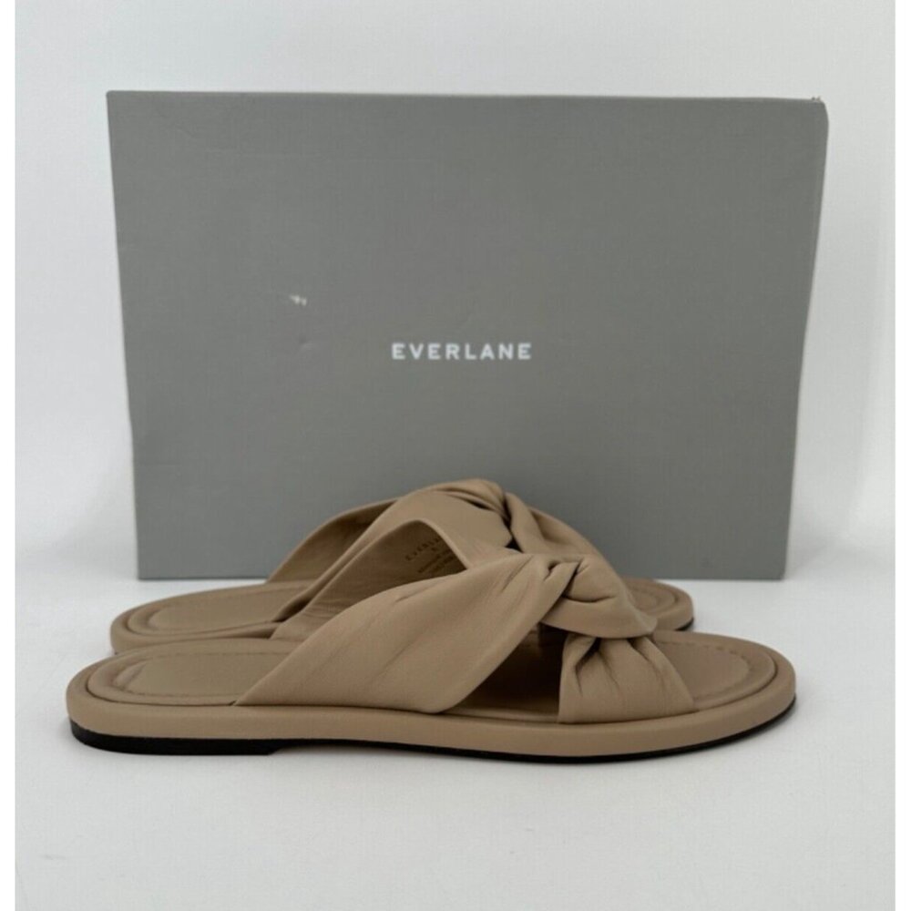 Everlane The Day Twist Sandals in Warm Khaki/Beige size 6 Flat Slip-on Leather - Picture 3 of 6